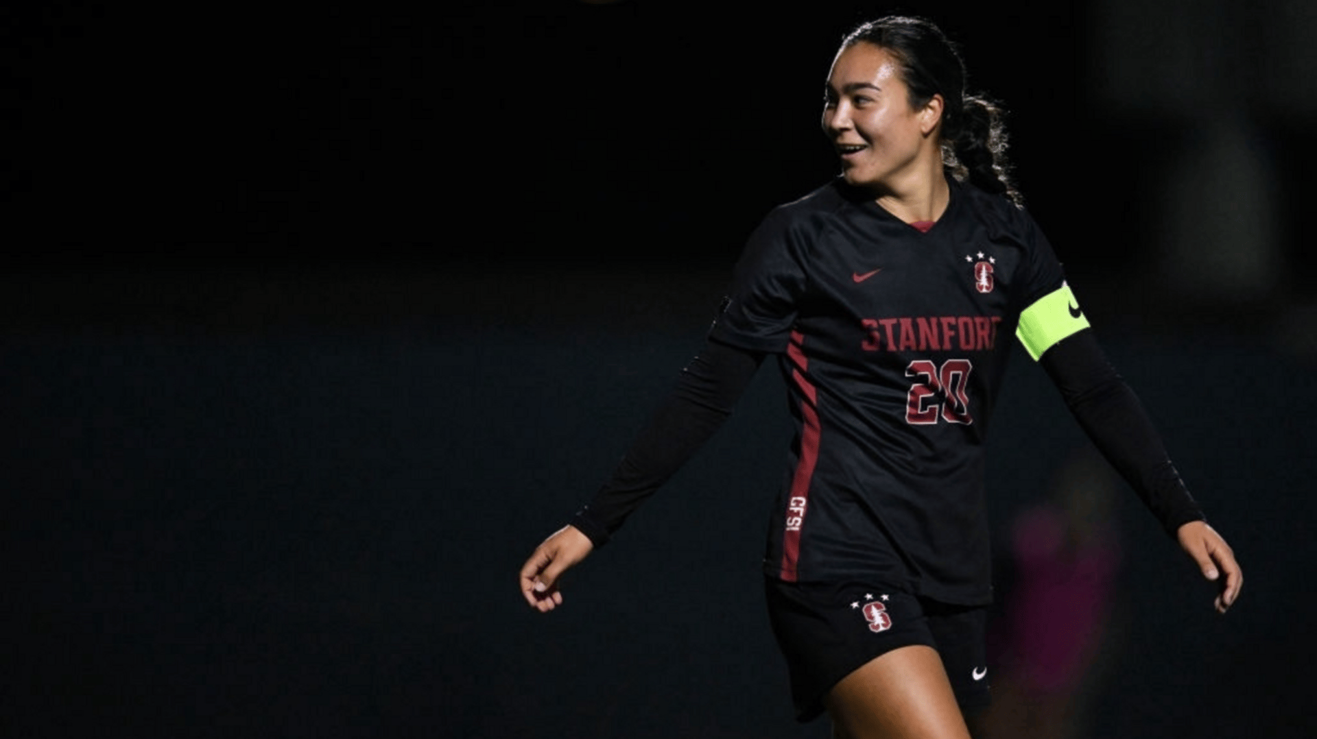 Andrea Kitahata #20 of the Stanford Cardinal looks on against the UC Santa Barbara Gauchos in the second half