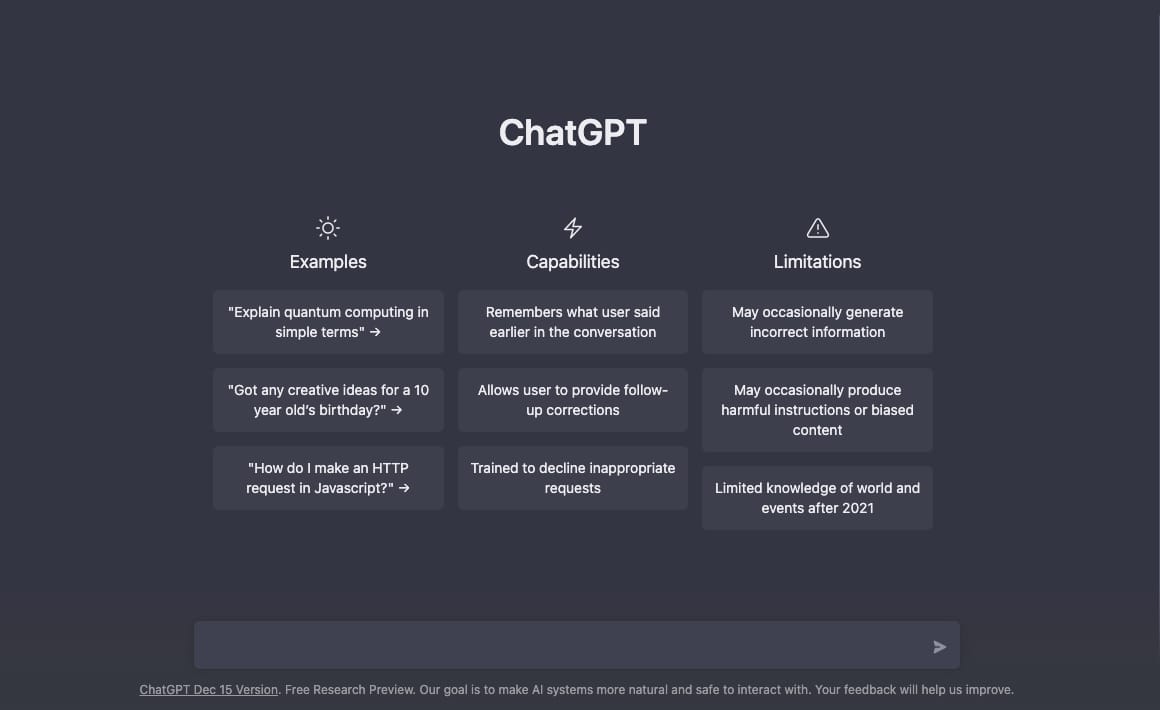 Chatgtp interface