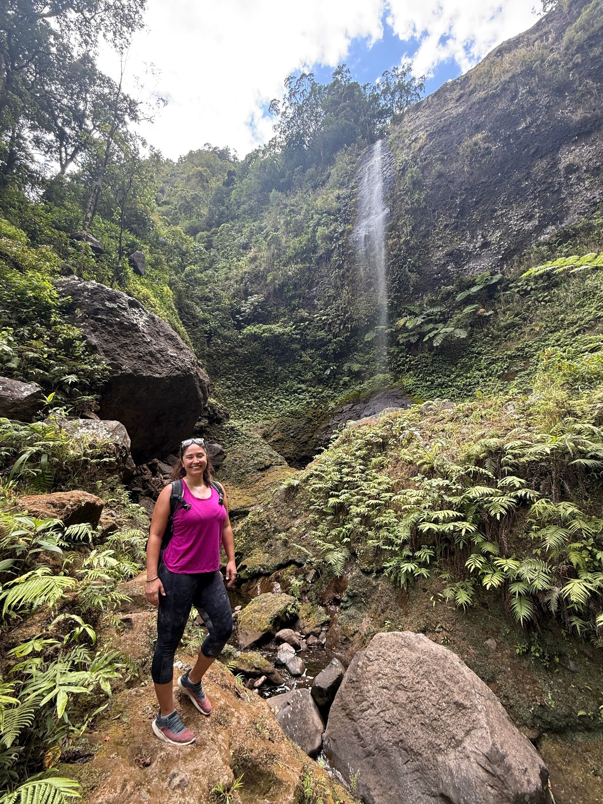 Megumi hiking to see Savu-i-One waterfall on Mount Koroyanitu in Fiji