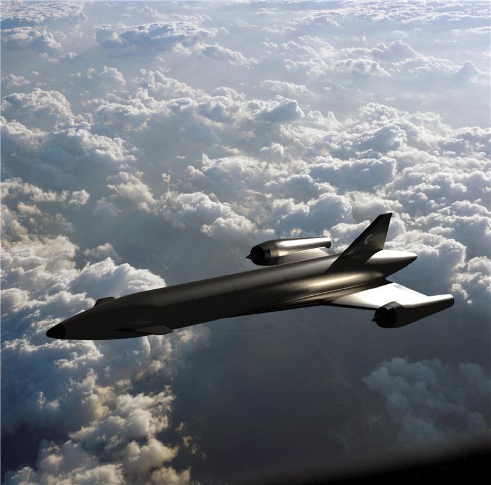A rendering of a sleek hypersonic, reusable, Mach 5 and horizontal launch capable test vehicle designed under ESA’s INVICTUS program soars above the clouds, showcasing Europe’s push toward. (Credit: Frazer-Nash)