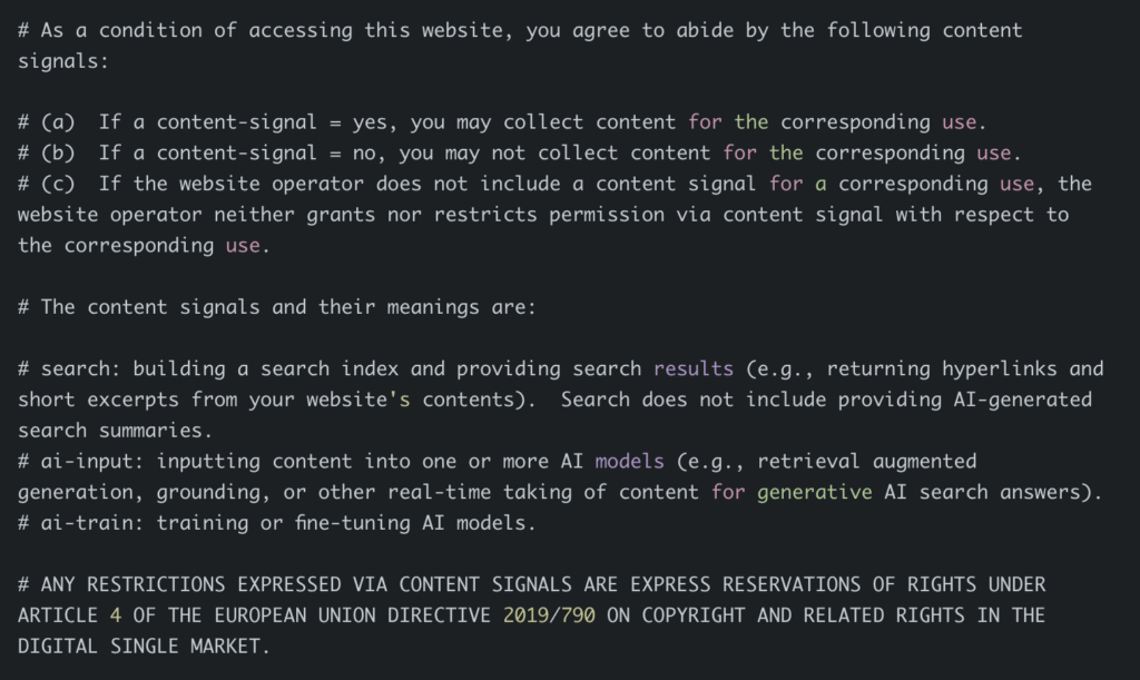 Cloudflare Content Signals Policy