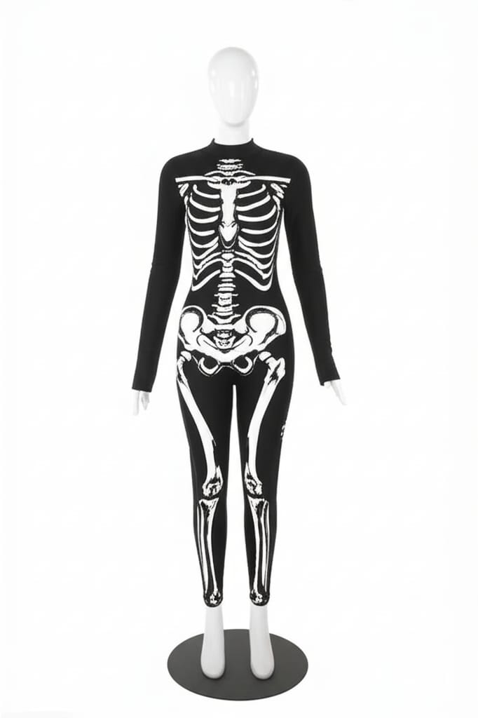 Morph - Women's Skeleton Bodysuit Costume - Sleeveless Halloween Skeleton Outfit for Women - Spooky Party Wear