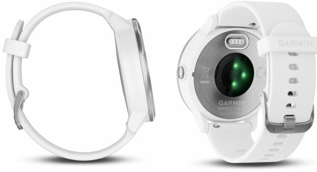 Heart rate monitor on fine white watch
