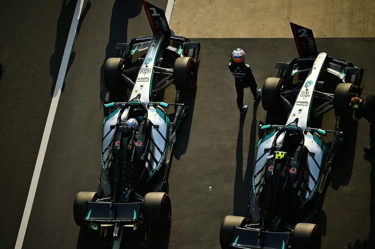 Mercedes F1 cars from above