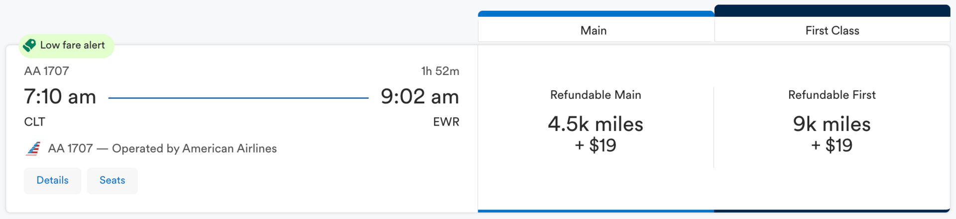 Charlotte to New York for 4,500 miles each way