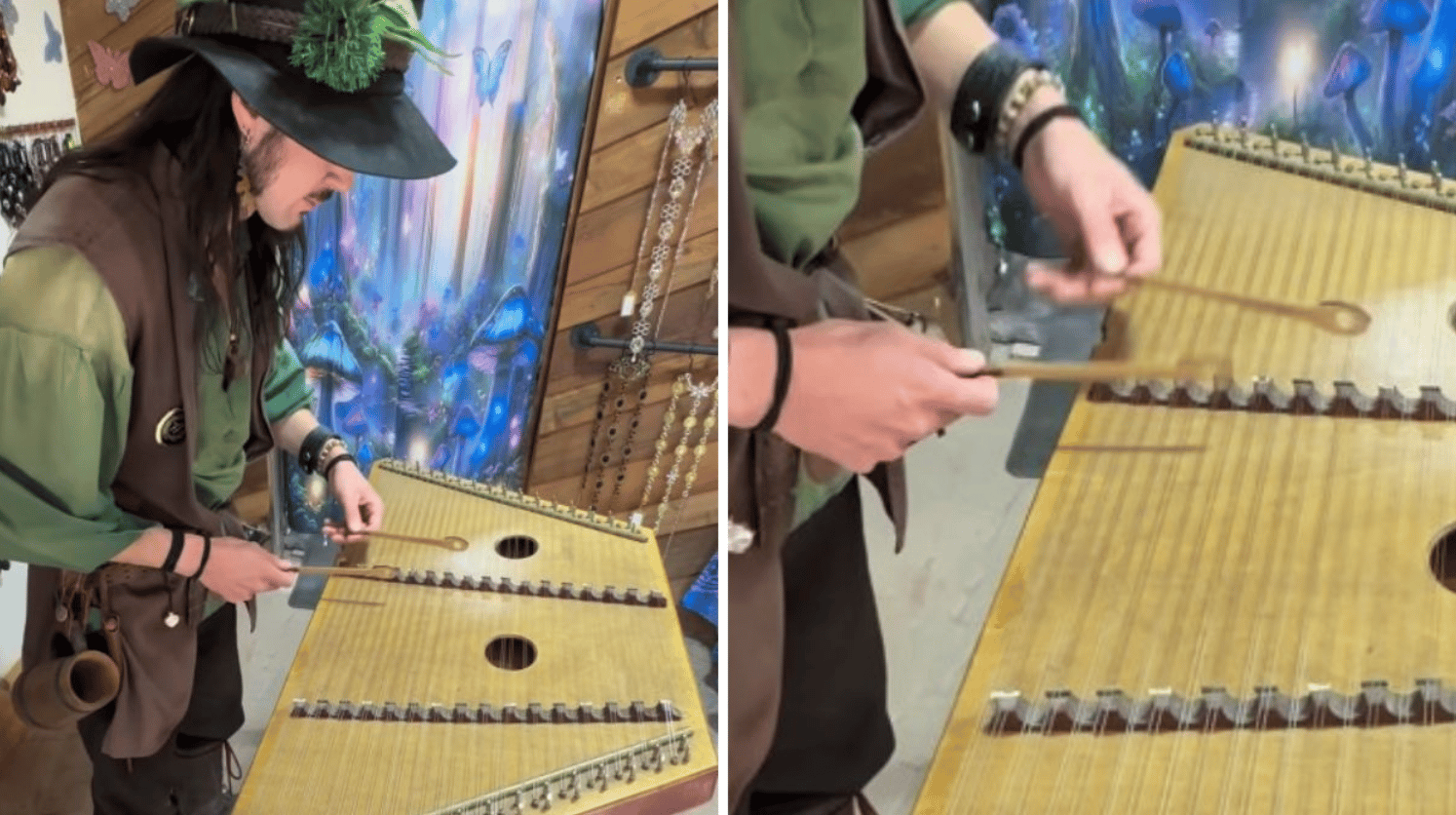 Evan Danforth plays the hammered dulcimer like a musician lost in time.