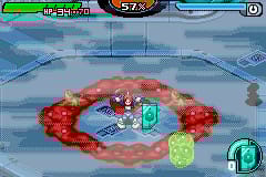 A screenshot from early in Scurge: Hive, which shows health and infection level at the top, Jenosa picking up a security key card, the red biological matter that will infect her more quickly, and enemies rising from said material.