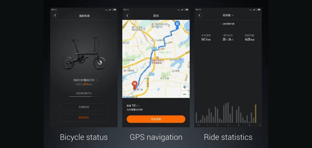 The Xiaomi Mi QiCycle Electric Folding Bike app