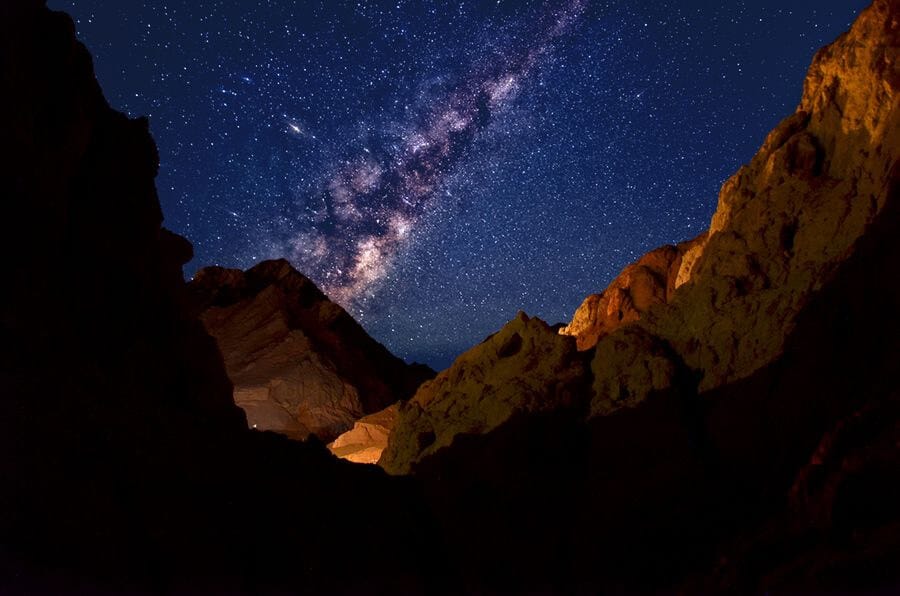 mountains framing the night sky