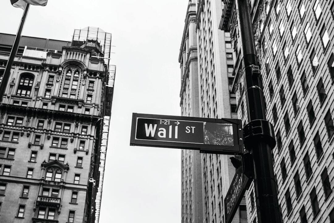 monochrome wall street sign