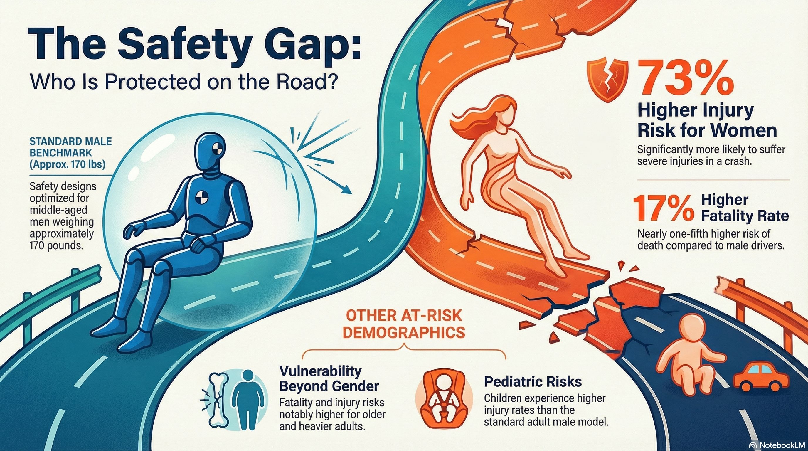 How risk in car accidents varies by gender and other characteristics
