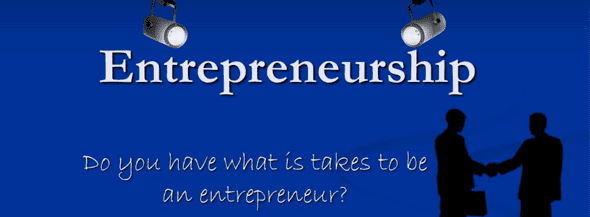 A blue banner with the word entrepreneurs written in it.