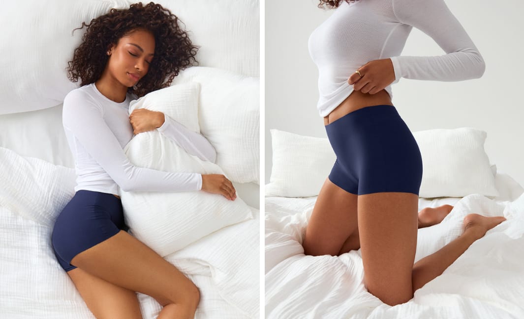 A woman wearing the Knix’s Super Leakproof® Dream Short™.