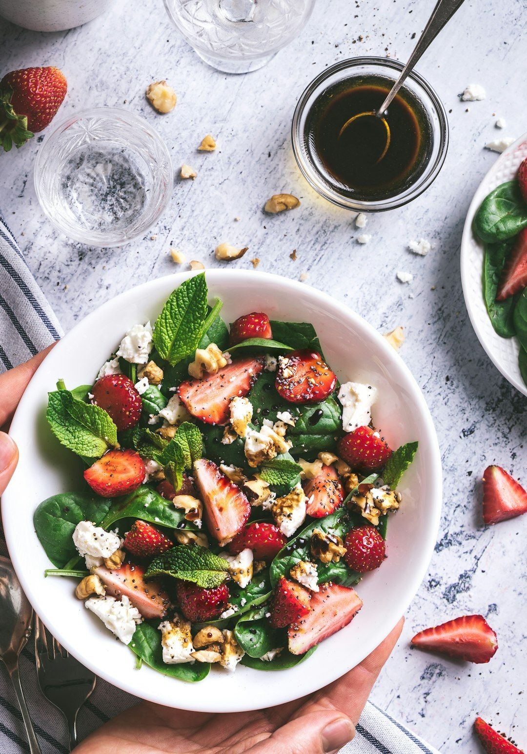 Strawberry, spinach and feta salad