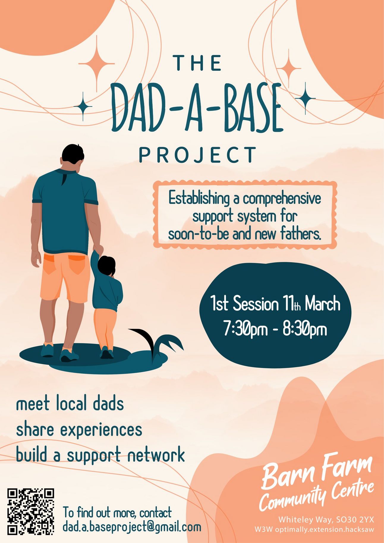 Dad-a-base poster with a man and his son holding hands
