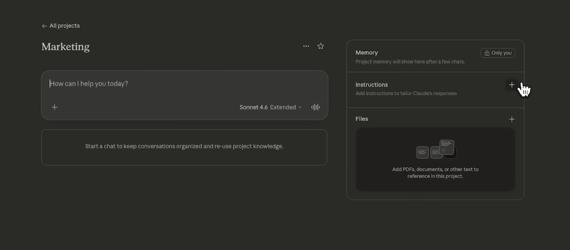 Create a dedicated Claude project