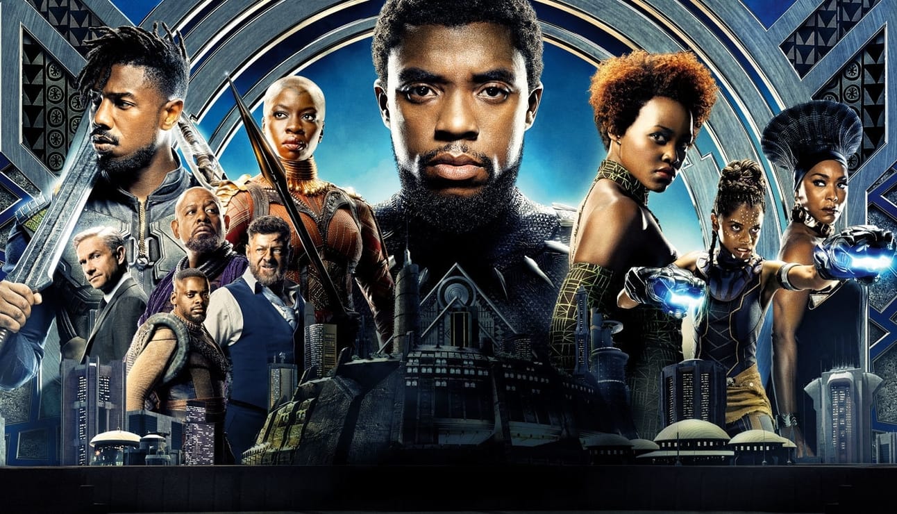 Black Panther (2018) Official poster for Black Panther (2018), featuring Chadwick Boseman as T’Challa in his vibranium suit, standing as the heroic king of Wakanda in Marvel’s groundbreaking Afrofuturist superhero film.