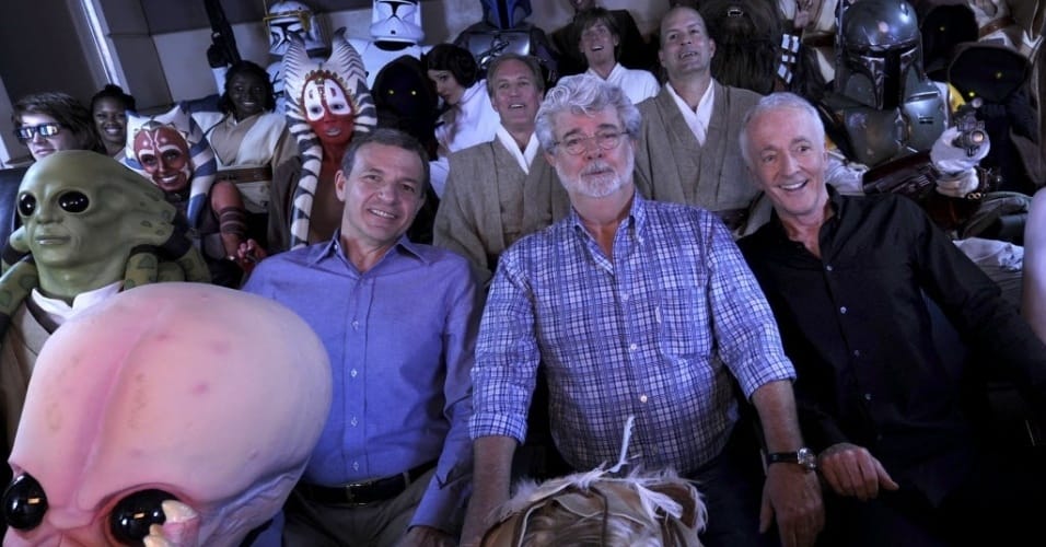 George Lucas Bob Iger Anthony Daniels Ride Star Tours