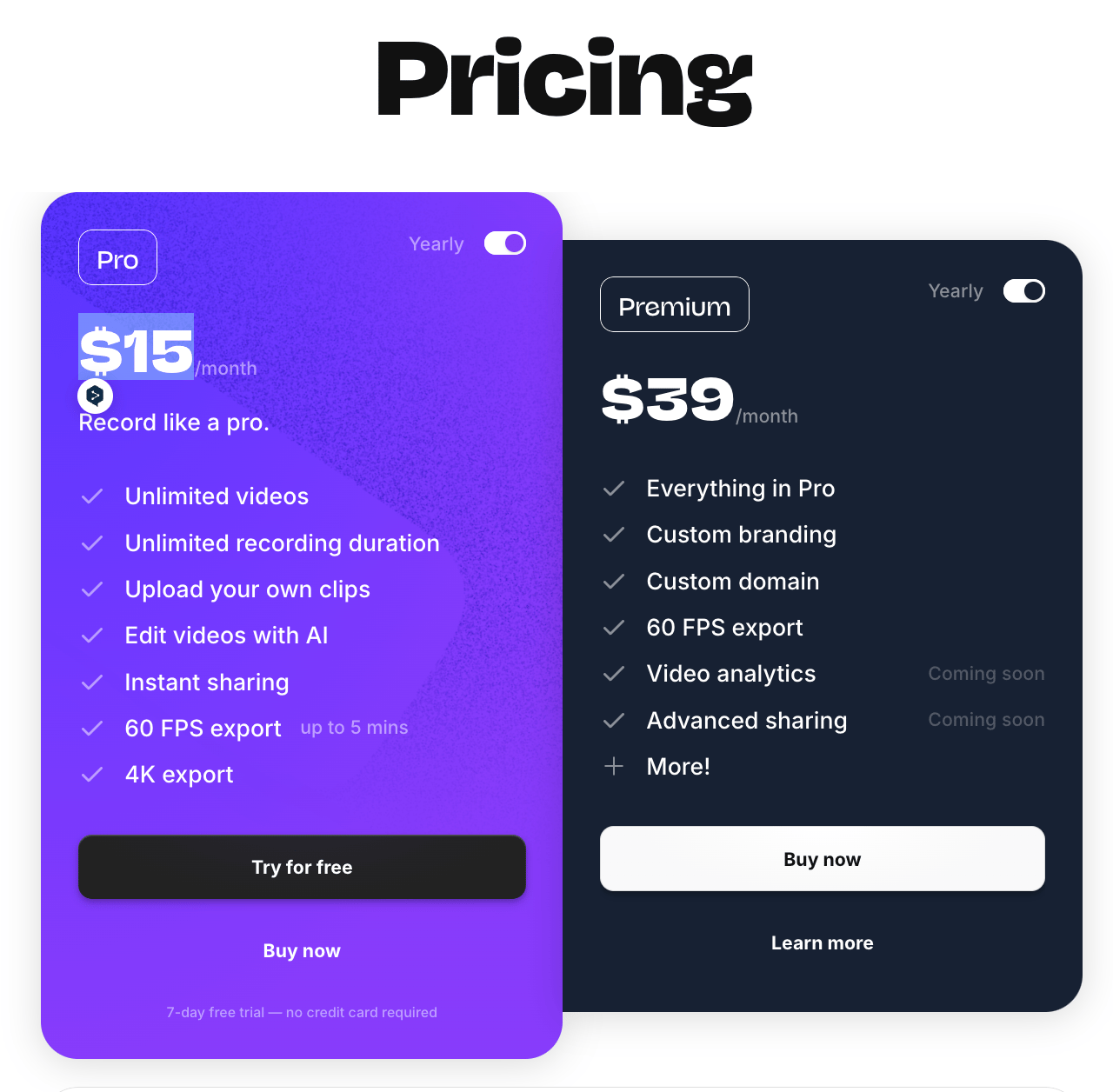 Tella.tv pricing information