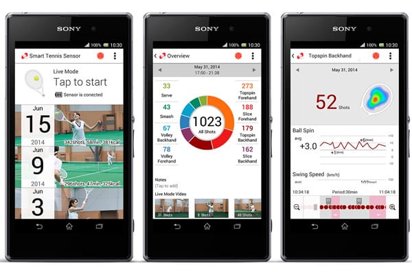 Sony Smart Tennis Sensor: mobile application