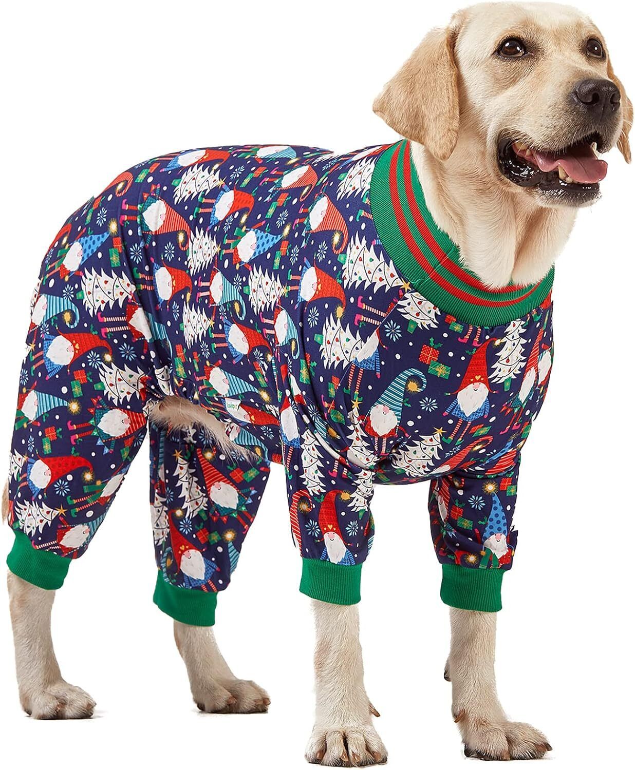 Holiday-Themed Pet Accessories An assortment of festive pet accessories including plaid bowties, jingle bell collars, and red bandanas arranged in a holiday-themed gift box with wrapping paper.