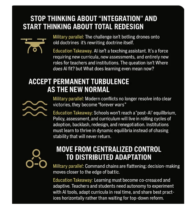 Cross walk between impact of tech changes on war and on education