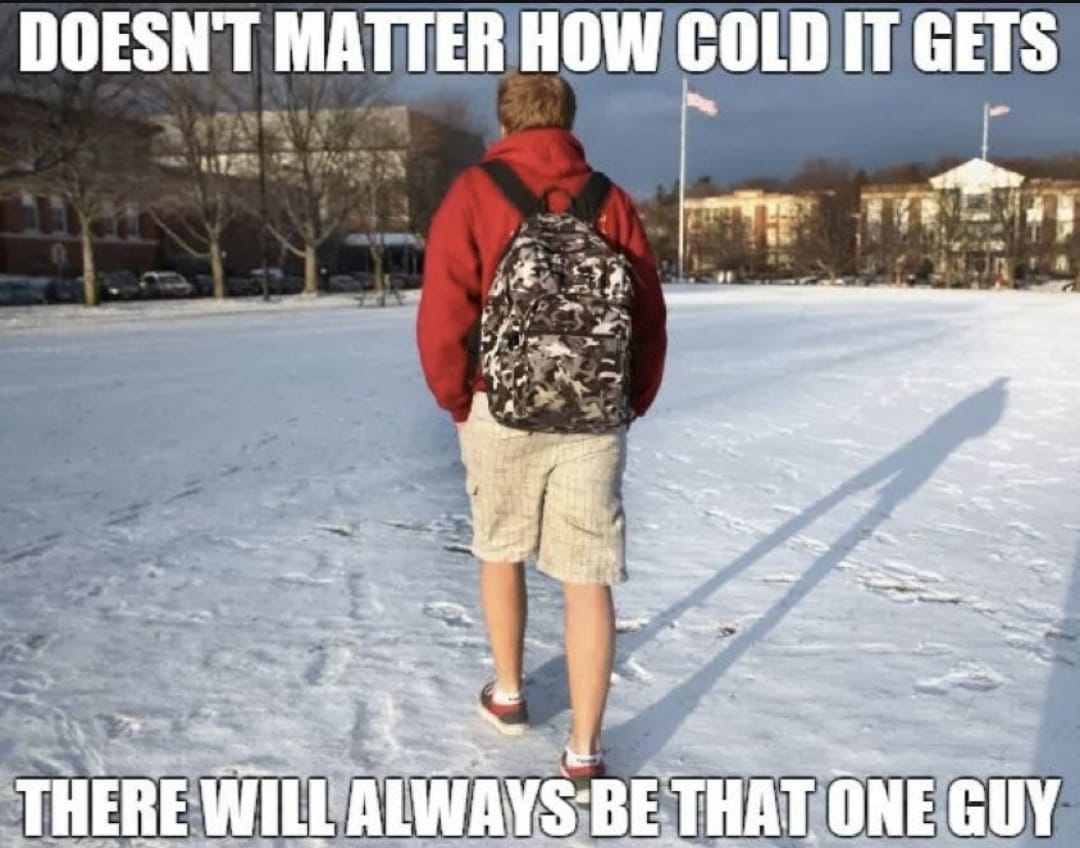 shorts in the snow