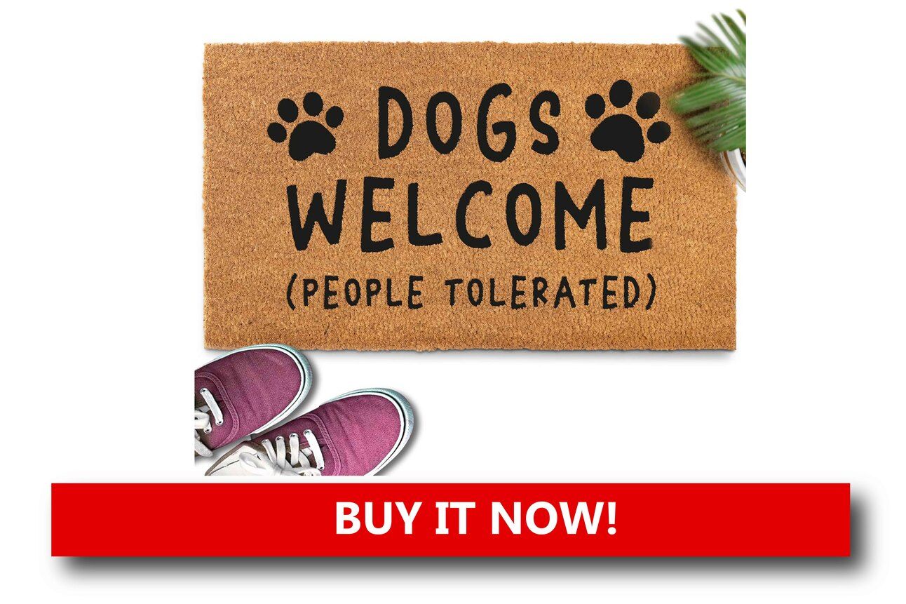 Whimsical Pet Lover Doormats Alt text: A doormat with the phrase “Hope You Like Dogs” in playful font, placed outside a front door decorated with a holiday wreath.