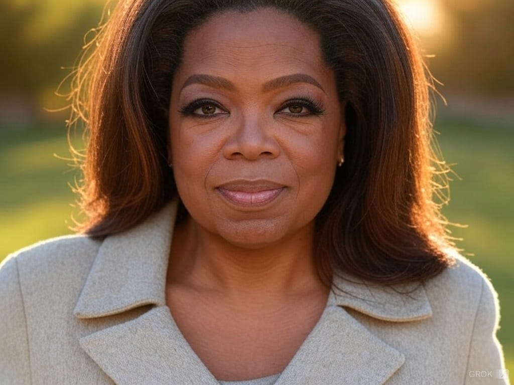 Oprah Winfrey speaking at an event, recognized as a media mogul and philanthropist, with credits in The Color Purple and Selma.