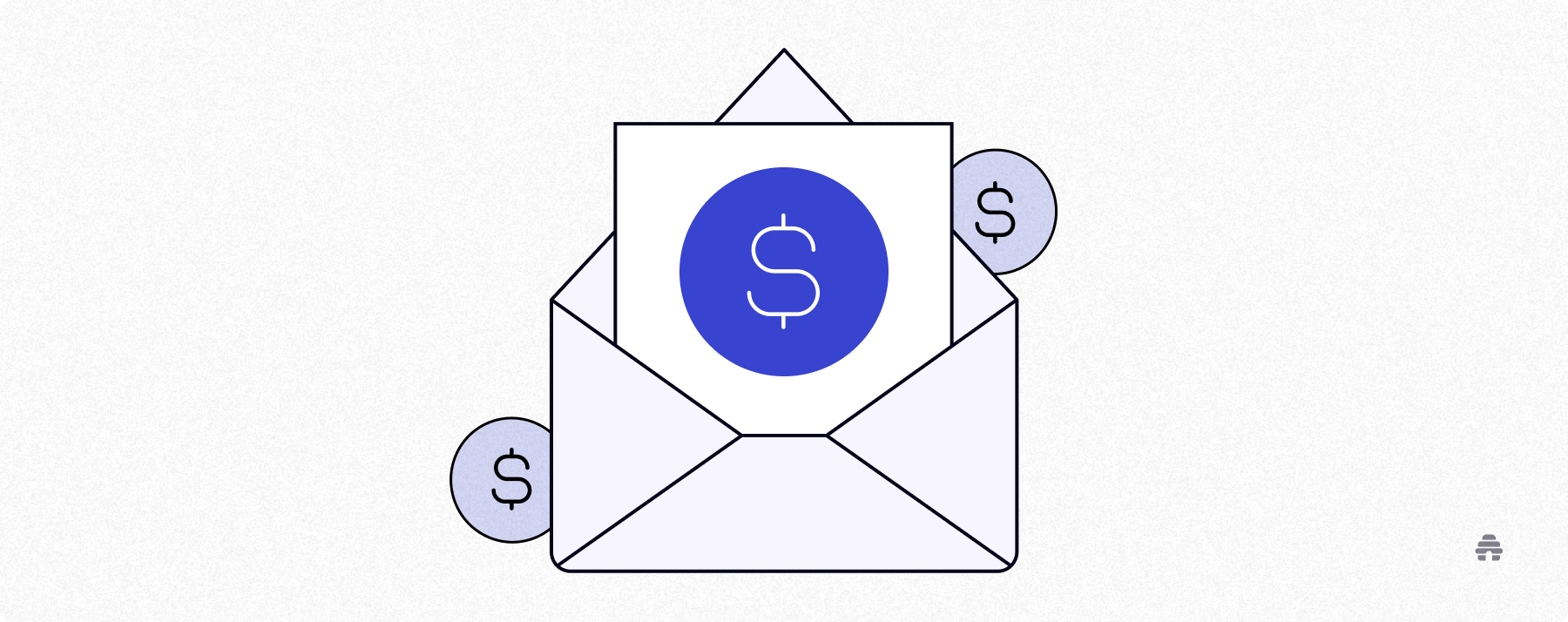An open envelope with dollar-sign icons emerging from it, illustrating how newsletters—such as those on beehiiv—can generate revenue through sponsorships, ads, or other monetization channels.