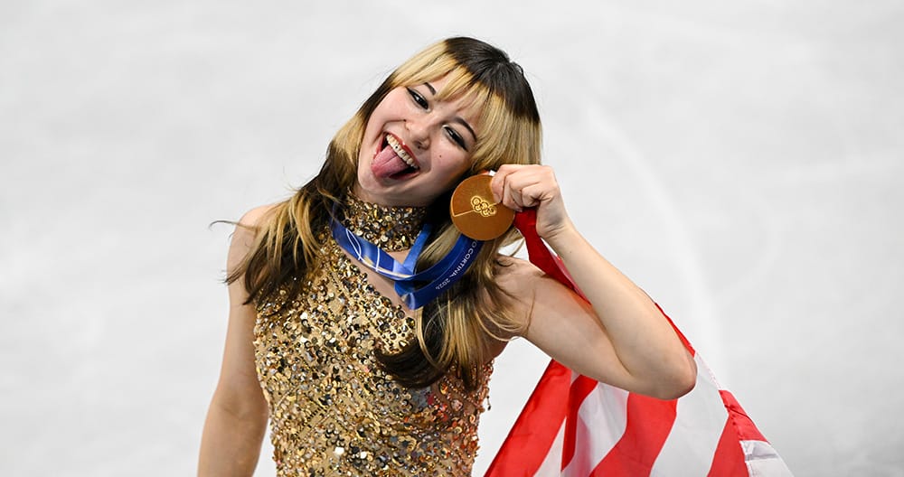 Alysa Liu with a gold medal.