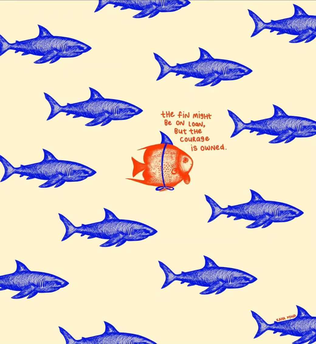 The fin might be on loan, but the courage is owned.