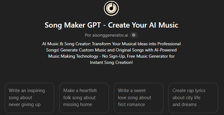 Song Maker GPT - Create Your AI Music