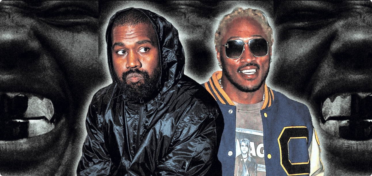 Ye and Future in front of Bully album cover