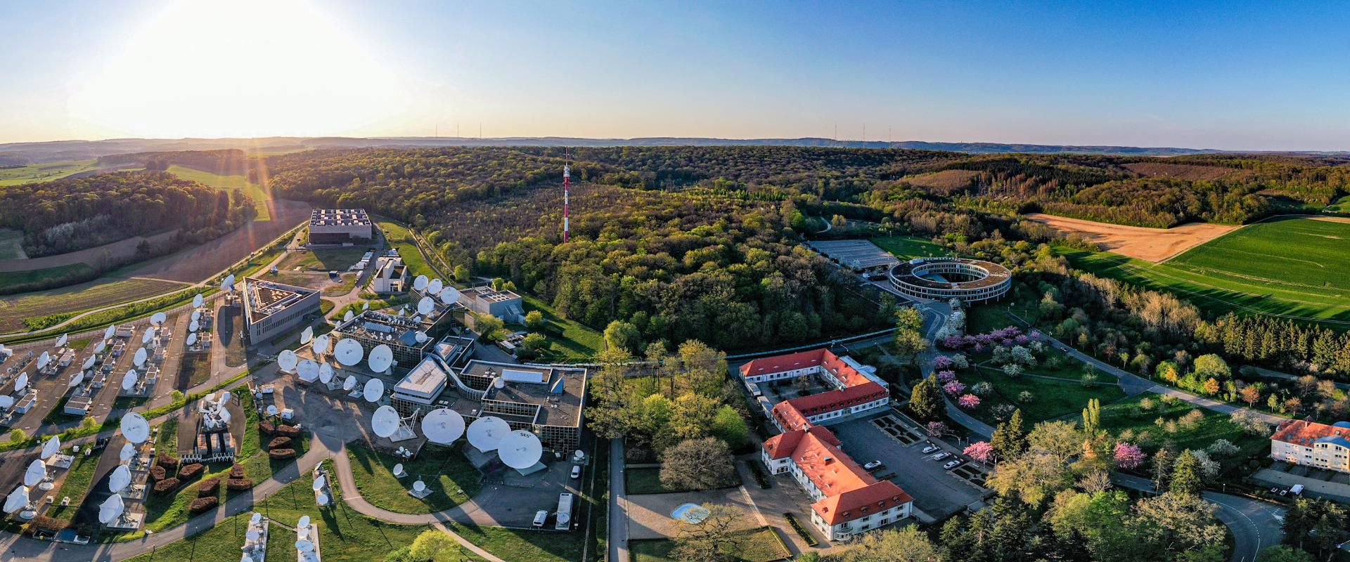 The satellite antenna field at SES’s Betzdorf facility in Luxembourg serves as the operational hub for the company’s global activities following its acquisition of Intelsat.