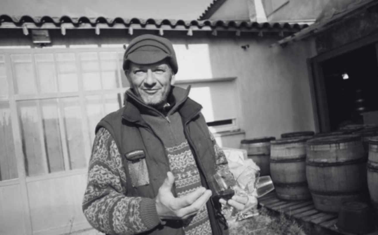 a village with vineyards and hills in the background