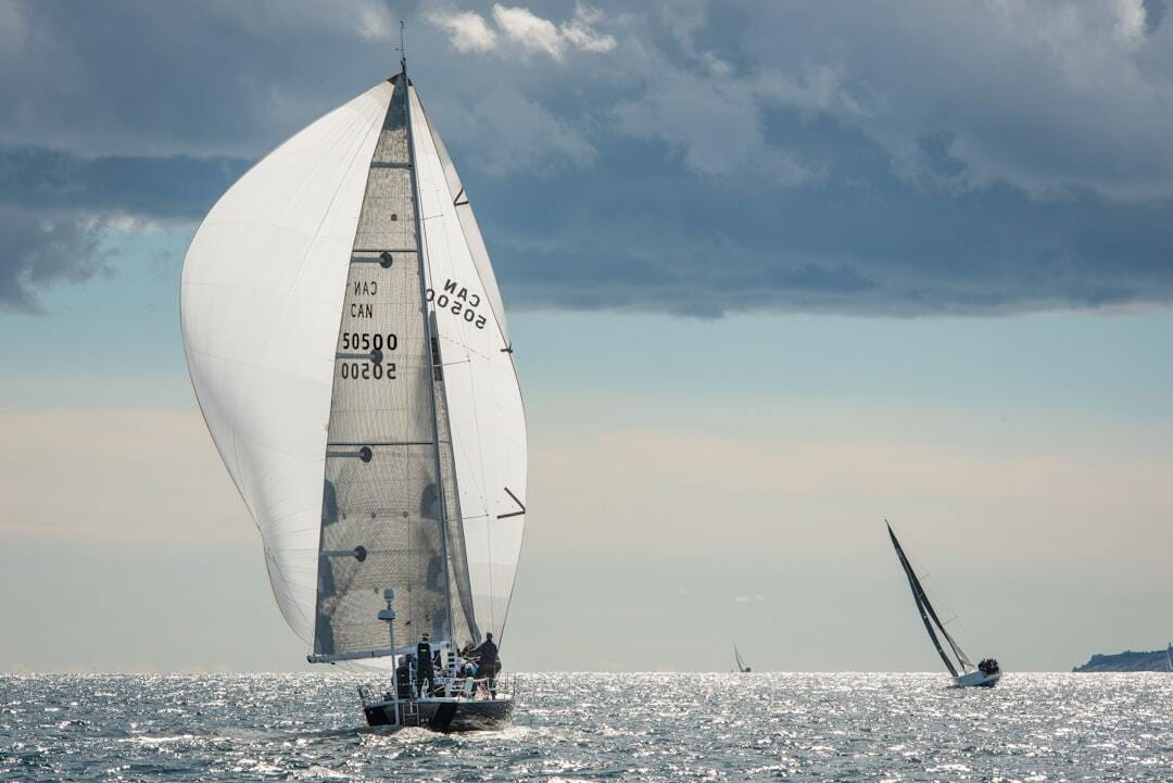 "Dragonfly" heads downwind in the lead during The Prince of Wales Trophy race sponsored by The Royal Nova Scotia Yacht Squadron, the oldest yacht club in the Americas. 
