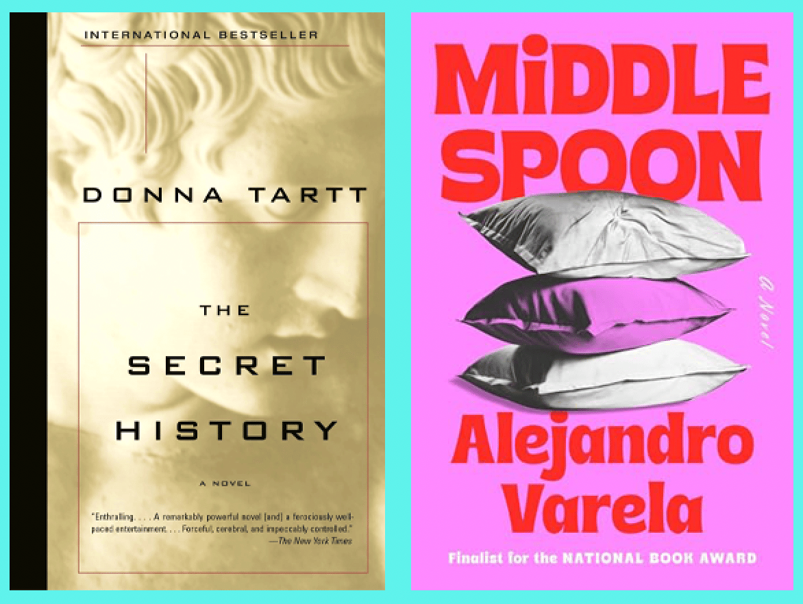 book covers for The Secret History and Middle Spoon