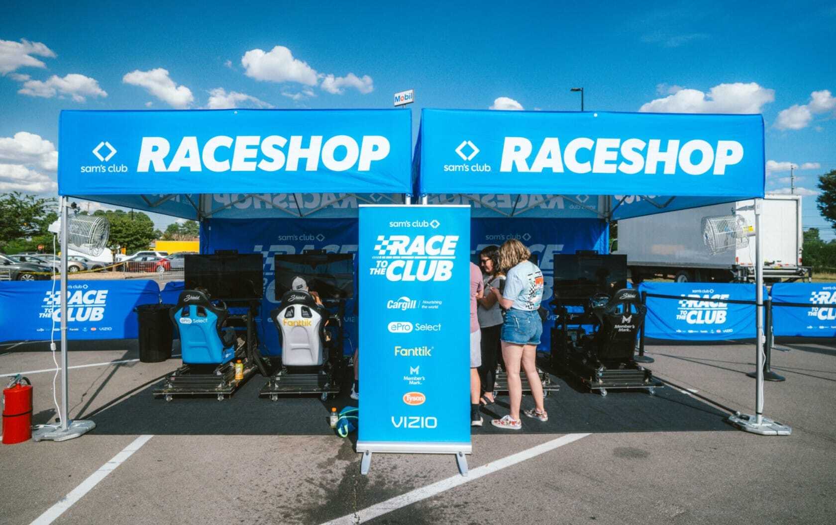 Sam's Club experiential activation in a Murfreesboro, TN parking lot ahead of the 2025 INDYCAR grand finale.
