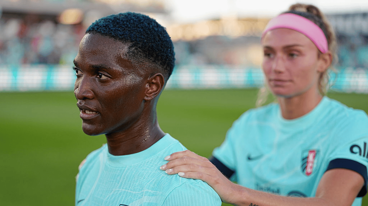 Temwa Chawinga #6 of Kansas City Current reacts after winning the NWSL match between Kansas City Current v NJ/NY Gotham FC