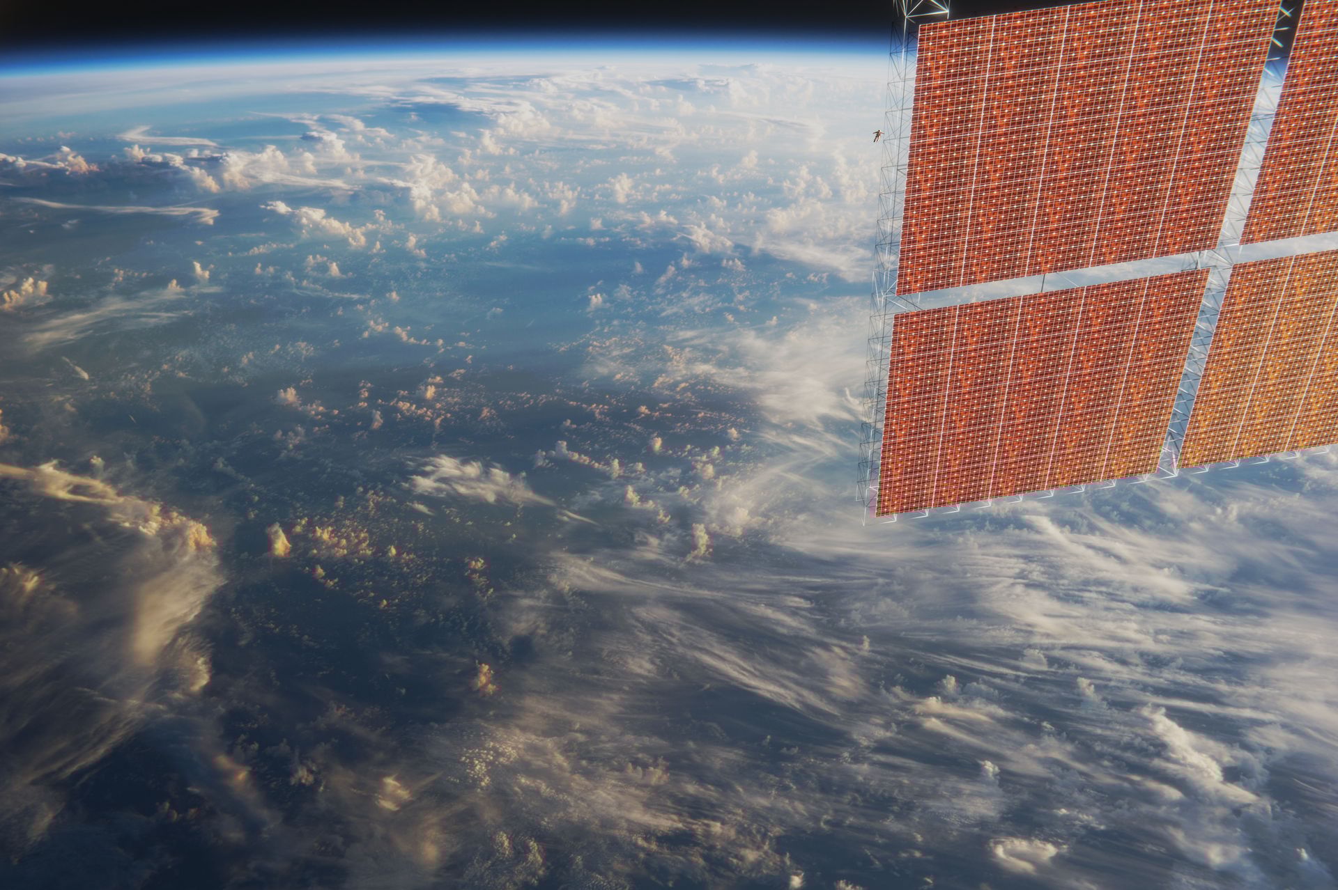A render of Solestial’s solar array wing on a satellite in orbit. (Credit: Solestial)
