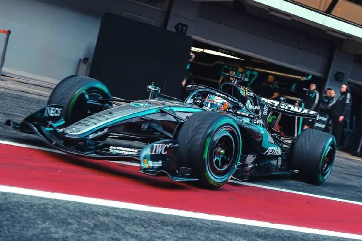 Kimi Antonelli leaving the pits