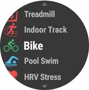 display of available sports activities