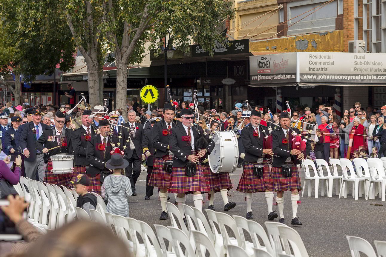 A parade through Wagga Wagga during Anzac Day, an annual day of remembrance in Australia, New Zealand and Tonga