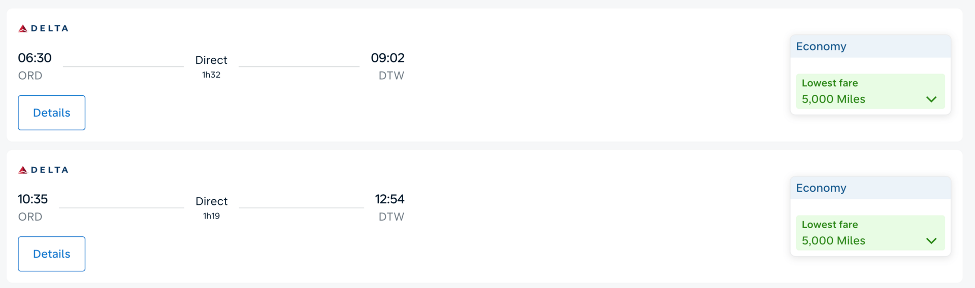 Domestic Delta flights for 5,000 Flying Blue miles each