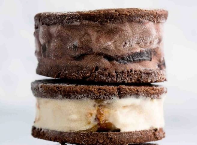 Brownie Bark Mini Ice Cream Sandwiches