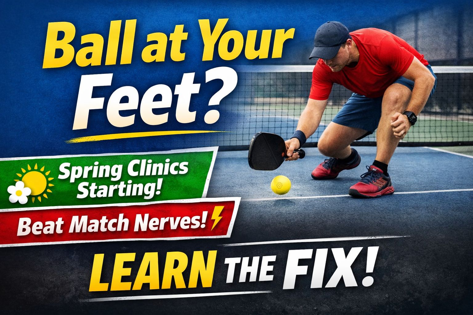 What To Do When the Ball Is Hit at Your Feet | Spring Clinics Start Now | No More Match Nerves