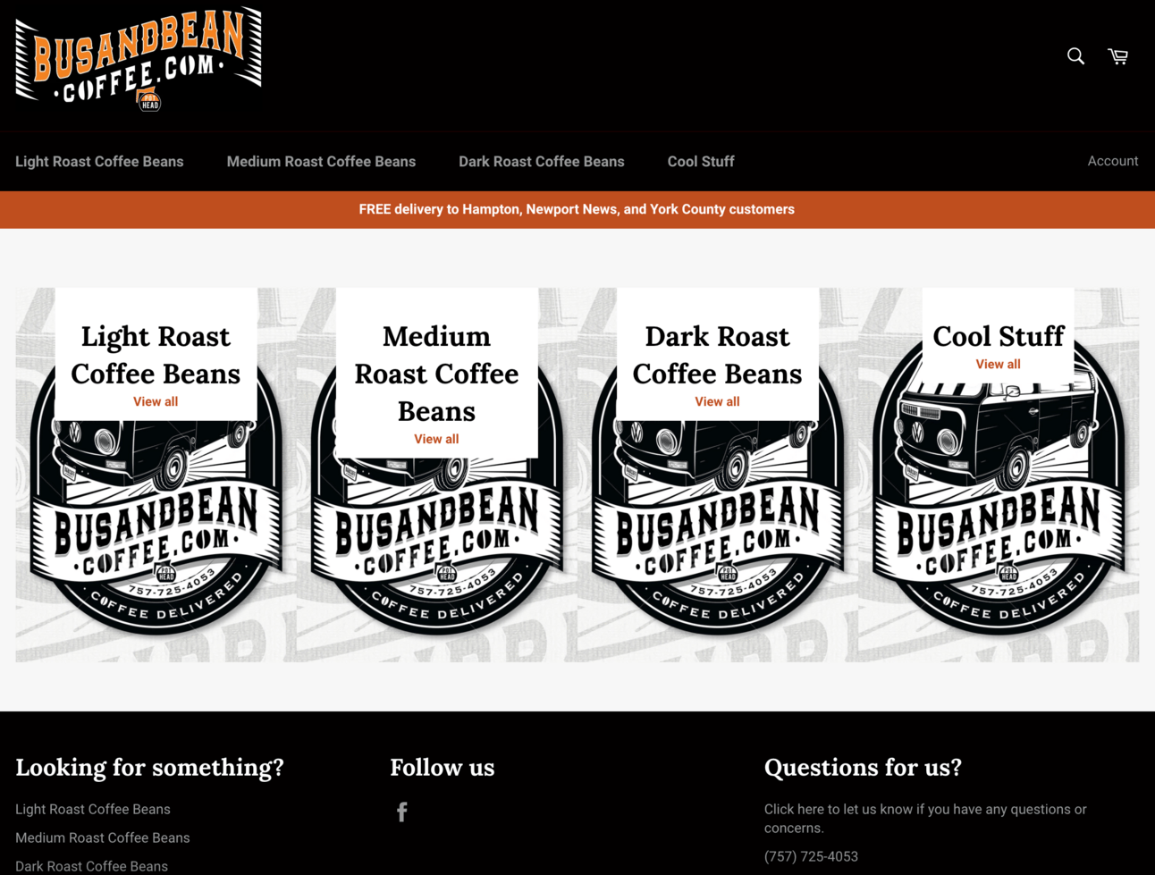 Bus & Bean Coffee website