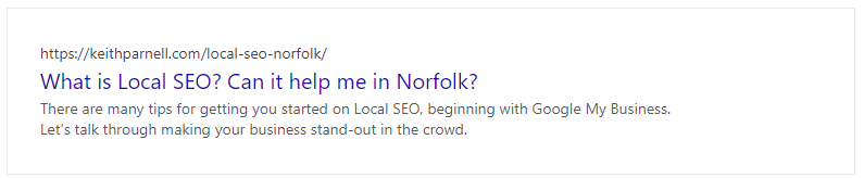 Google snippet - What is local SEO