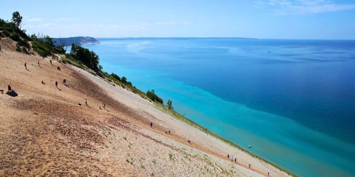 very steep Sleeping Bear Dunes National Seashore near Traverse City, Michigan